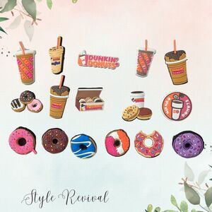 ✨16 Pc Dunkin Coffee Croc Shoe Charms Jibbitz - Donuts Coffee Set Bundle Lot